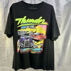 VINTAGE-J.Galt Thunder Kustom Club Car Rally Black 1984-80s Retro Graphic TShirt